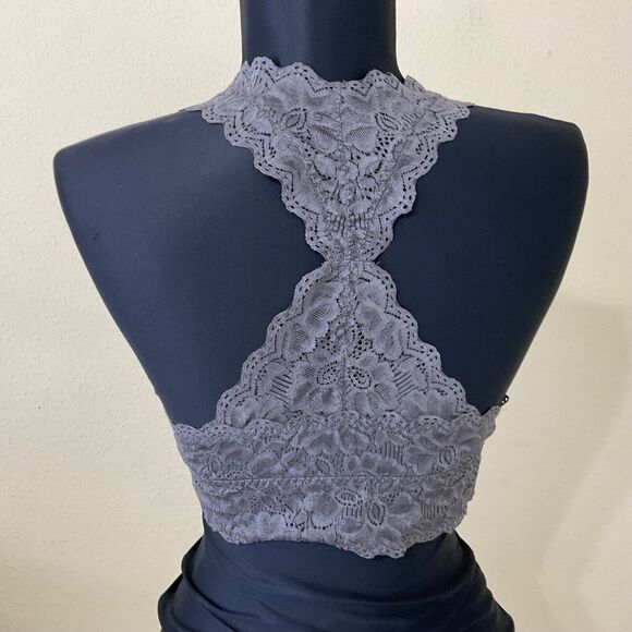 Felina Bra Women's  M Bralette Wireless Unlined Racerback stretchy  Lace Gray - Picture 3 of 10